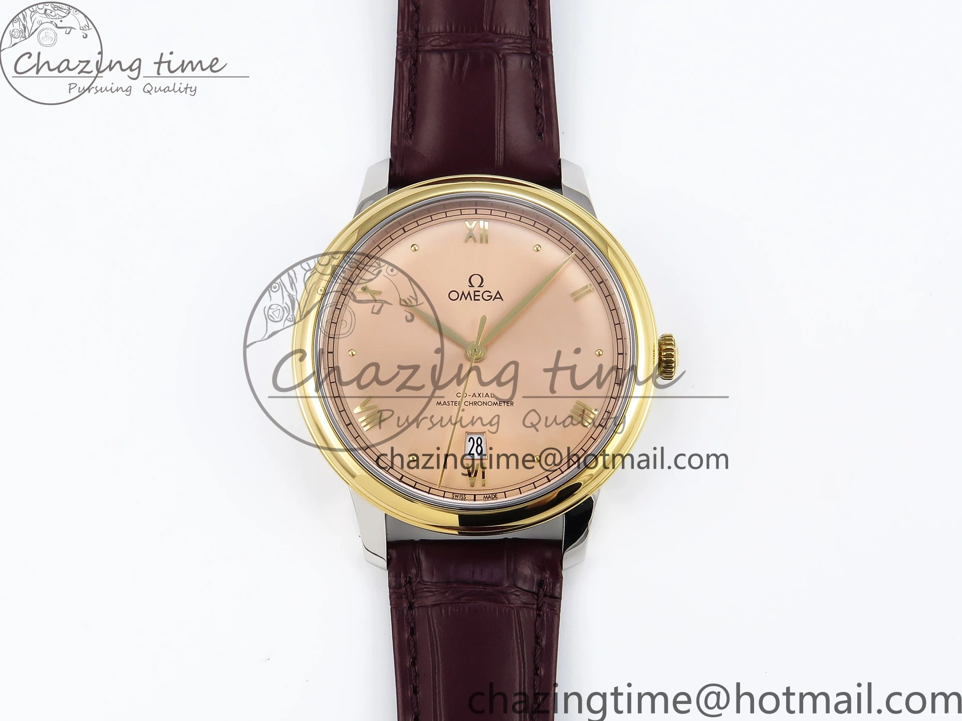 0201 De Ville Date YG MKF 1:1 Best Edition Brown Dial Roman Marker on Brown Leather Strap A OdorResistant 7751